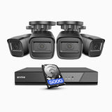 AK200 - 1080p 4 Channel Outdoor Wired Security CCTV System with 4 Cameras, Human & Vehicle Detection, 65 ft IR Night Vision, 4-in-1 Video Output, IP66 Weatherproof, Only Ship to The US
