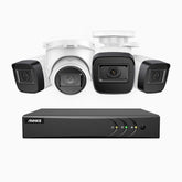 EL200 - 1080p 4 Channel Outdoor Wired Security CCTV System with 3 Bullet & 1 Turret Cameras, 3.6 MM Lens, Smart DVR with Human & Vehicle Detection, 66 ft Infrared Night Vision, 4-in-1 Output Signal, IP67