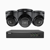 EL200 - 1080p 4 Channel Outdoor Wired Security CCTV System with 3 Cameras, 3.6 MM Lens, Smart DVR with Human & Vehicle Detection, 66 ft Infrared Night Vision, 4-in-1 Output Signal, IP67