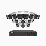 EL200 - 1080p 16 Channel Outdoor Wired Security CCTV System with 8 Bullet & 8 Turret Cameras, 3.6 MM Lens, Smart DVR with Human & Vehicle Detection, 66 ft Infrared Night Vision, 4-in-1 Output Signal, IP67