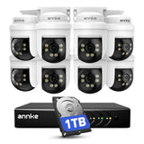 ANNKE 5MP PT Wired Security Camera System Outdoor with Night Vision, One-Way Audio, 8CH 3K Lite DVR and 8 x 5MP CCTV Cameras, 350° pan and 90° tilt, Human&Vehicle Detection, 1TB HDD for 24/7 Recording