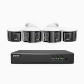 ACDK500 - 3K 8 Channel 4 Dual-Lens Cameras Wired Security System, 180° Panoramic View, Smart Dual Light Night Vision, Built-in Microphone, IP67
