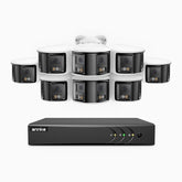 ACDK500 - 3K 8 Channel 8 Dual-Lens Cameras Wired Security System, 180° Panoramic View, Smart Dual Light Night Vision, Built-in Microphone, IP67