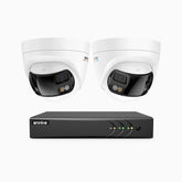 ACDK500 - 3K 8 Channel 2 Dual-Lens Cameras Wired Security System, 180° Panoramic View, Smart Dual Light Night Vision, Built-in Microphone, IP67