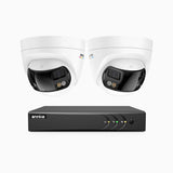 ACDK500 - 3K 8 Channel 2 Dual-Lens Cameras Wired Security System, 180° Panoramic View, Smart Dual Light Night Vision, Built-in Microphone, IP67
