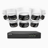 ACDK500 - 3K 8 Channel 8 Dual-Lens Cameras Wired Security System, 180° Panoramic View, Smart Dual Light Night Vision, Built-in Microphone, IP67