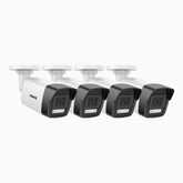C500P - 4PCS 3K Dual Light Outdoor PoE Security Camera, Color & IR Night Vision, 3072*1728 Resolution, f/1.6 Aperture (0.005 Lux), Human & Vehicle Detection, Built-in Microphone, IP67