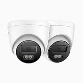 C800 - 2PCS 4K Outdoor PoE IP Security Camera, Human & Vehicle Detection, Color & IR Night Vision, Built-in Microphone & SD Card Slot, RTSP Supported