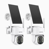 WB400 - 2-Pack 4MP Wireless Outdoor Wire-Free Battery Security Camera, Dual-Band WiFi, 270° Pan & 90° Tilt, 9000mAh Battery & Solar Powered, Motion Detection, Two-Way Audio