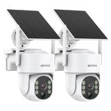 ANNKE 2K Solar Security Cameras Wireless Outdoor, 2 Pack 360° View Pan/Tilt Dome Cameras for Home Surveillance, Full-Color Night Vision, Two-Way Audio, Smart PIR Motion Sensor, IP65, 2.4 & 5GHz WiFi
