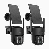WB400 - 2-Pack 4MP Wireless Outdoor Wire-Free Battery Security Camera, Dual-Band WiFi, 270° Pan & 90° Tilt, 9000mAh Battery & Solar Powered, Motion Detection, Two-Way Audio