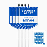 4-Pack 10" Heavy Duty 100% Aluminum Security Sign, with Ground Stake & 32 Window Stickers, Reflective & Fade Resistant Outdoor Surveillance Warning Sign for Home, Yard, Property Protection