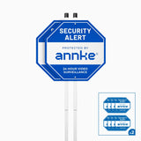 2-Pack 10" Heavy Duty 100% Aluminum Security Sign, with Ground Stake & 16 Window Stickers, Reflective & Fade Resistant Outdoor Surveillance Warning Sign for Home, Yard, Property Protection