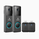 2-Pack Whiffle 1080P Full HD Wireless Doorbell Camera, 148° Field of View, 4800mAh Battery Powered, Motion Detection, Two-Way Audio, Cloud & TF Card Storage, Works with Alexa