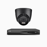 H500P - 3K 4 Channel 1 Camera PoE Security System, Color & IR Night Vision, 3072*1728 Resolution, f/1.6 Aperture (0.005 Lux), Human & Vehicle Detection, Built-in Microphone,IP67