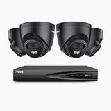 H500P - 3K 4 Channel 4 Cameras PoE Security System, Color & IR Night Vision, 3072*1728 Resolution, f/1.6 Aperture (0.005 Lux), Human & Vehicle Detection, Built-in Microphone,IP67