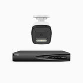 H500P - 3K 4 Channel 1 Camera PoE Security System, Color & IR Night Vision, 3072*1728 Resolution, f/1.6 Aperture (0.005 Lux), Human & Vehicle Detection, Built-in Microphone,IP67