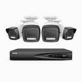 H500P - 3K 4 Channel 4 Cameras PoE Security System, Color & IR Night Vision, 3072*1728 Resolution, f/1.6 Aperture (0.005 Lux), Human & Vehicle Detection, Built-in Microphone,IP67