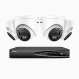 H500P - 3K 4 Channel 4 Cameras PoE Security System, Color & IR Night Vision, 3072*1728 Resolution, f/1.6 Aperture (0.005 Lux), Human & Vehicle Detection, Built-in Microphone,IP67