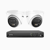 H500 - 3K Super HD 4 Channel 2 Cameras PoE Security System, Color & IR Night Vision, 3072 × 1728 @ 20fps, Smart Human & Vehicle Detection, Built-in Microphone, IP67