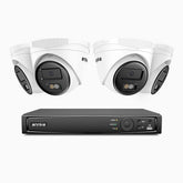 H500 - 3K Super HD 4 Channel 4 Cameras PoE Security System, Color & IR Night Vision, 3072 × 1728 @ 20fps, Smart Human & Vehicle Detection, Built-in Microphone, IP67
