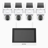 WTB400 - 4MP 4 Channel 4 Solar Cameras Wireless NVR CCTV System with 7″ Monitor, IPS Touch Screen, Motion Detection, Two-Way Audio, 9000mAh Rechargeable Battery & Solar Powered, 270° Pan & 90° Tilt, Works with Alexa