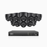 H500P - 3K 16 Channel 12 Cameras PoE Security System, Color & IR Night Vision, 3072*1728 Resolution, f/1.6 Aperture (0.005 Lux), Human & Vehicle Detection, Built-in Microphone,IP67
