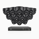 H500P - 3K 16 Channel 16 Cameras PoE Security System, Color & IR Night Vision, 3072*1728 Resolution, f/1.6 Aperture (0.005 Lux), Human & Vehicle Detection, Built-in Microphone,IP67