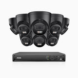 H500P - 3K 16 Channel 8 Cameras PoE Security System, Color & IR Night Vision, 3072*1728 Resolution, f/1.6 Aperture (0.005 Lux), Human & Vehicle Detection, Built-in Microphone,IP67