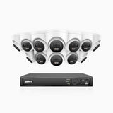 H500P - 3K 16 Channel 12 Cameras PoE Security System, Color & IR Night Vision, 3072*1728 Resolution, f/1.6 Aperture (0.005 Lux), Human & Vehicle Detection, Built-in Microphone,IP67