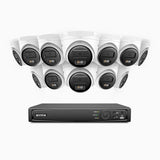 H500 - 3K Super HD 16 Channel 12 Cameras PoE Security System, Color & IR Night Vision, 3072 × 1728 @ 20fps, Smart Human & Vehicle Detection, Built-in Microphone, IP67
