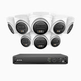H500 - 3K Super HD 16 Channel 8 Cameras PoE Security System, Color & IR Night Vision, 3072 × 1728 @ 20fps, Smart Human & Vehicle Detection, Built-in Microphone, IP67