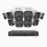 H500 - 3K Super HD 16 Channel 10 Cameras PoE Security System, Color & IR Night Vision, 3072 × 1728 @ 20fps, Smart Human & Vehicle Detection, Built-in Microphone, IP67