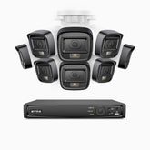 H500 - 3K Super HD 16 Channel 8 Cameras PoE Security System, Color & IR Night Vision, 3072 × 1728 @ 20fps, Smart Human & Vehicle Detection, Built-in Microphone, IP67
