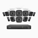 H300 - 2K 3MP 16 Channel 12 Cameras PoE Security System, EXIR 2.0 Night Vision, Motion Detection, H.265+, IP67 Waterproof