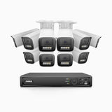 HZ804 - 4K 16 Channel 10 Cameras PoE Security System, 4X Optical Zoom, 2.8 - 12 MM Motorized Varifocal Lens, Smart Dual Light Night Vision, Motion Detection 2.0, Built-in Microphone, Siren & Strobe Alarm, Upgraded Version