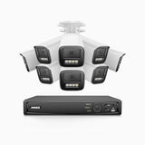 HZ804 - 4K 16 Channel 8 Cameras PoE Security System, 4X Optical Zoom, 2.8 - 12 MM Motorized Varifocal Lens, Smart Dual Light Night Vision, Motion Detection 2.0, Built-in Microphone, Siren & Strobe Alarm, Upgraded Version