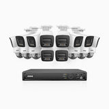 H800 - 4K 16 Channel PoE Security System with 10 Bullet & 6 Dome (IK10) Cameras, Vandal-Resistant, Human & Vehicle Detection, Color & IR Night Vision, Built-in Mic, RTSP Supported