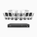 H800 - 4K 16 Channel PoE Security System with 6 Bullet & 10 Dome (IK10) Cameras, Vandal-Resistant, Human & Vehicle Detection, Color & IR Night Vision, Built-in Mic, RTSP Supported