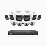 H800 - 4K 16 Channel PoE Security System with 6 Bullet & 4 Dome (IK10) Cameras, Vandal-Resistant, Human & Vehicle Detection, Color & IR Night Vision, Built-in Mic, RTSP Supported