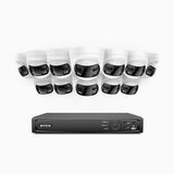 FDH800 - 16 Channel PoE Security System with 12 X 8MP UHD Dual Lens Cameras, 180° Panoramic View, Smart Dual Light Night Vision, Two-Way Audio, Active Siren & Alarm, Human & Vehicle Detection, IP67