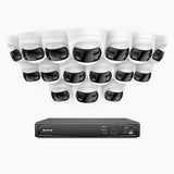 FDH800 - 16 Channel PoE Security System with 16 X 8MP UHD Dual Lens Cameras, 180° Panoramic View, Smart Dual Light Night Vision, Two-Way Audio, Active Siren & Alarm, Human & Vehicle Detection, IP67