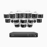 FDH800 - 16 Channel PoE Security System with 8 Bullet & 8 Turret 8MP UHD Dual Lens Cameras, 180° Panoramic View, Smart Dual Light Night Vision, Two-Way Audio, Active Siren & Alarm, Human & Vehicle Detection, IP67