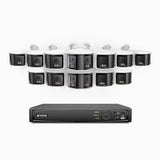 FDH800 - 16 Channel PoE Security System with 12 X 8MP UHD Dual Lens Cameras, 180° Panoramic View, Smart Dual Light Night Vision, Two-Way Audio, Active Siren & Alarm, Human & Vehicle Detection, IP67
