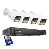 ANNKE H800 4K PoE Security Camera System 8CH H.265+ NVR with 2TB HDD for 7/24 Recording, AI Human/Vehicle Detection, 4X 8MP Outdoor Bullet IP Cam, Spotlight Color Night Vision, IP67