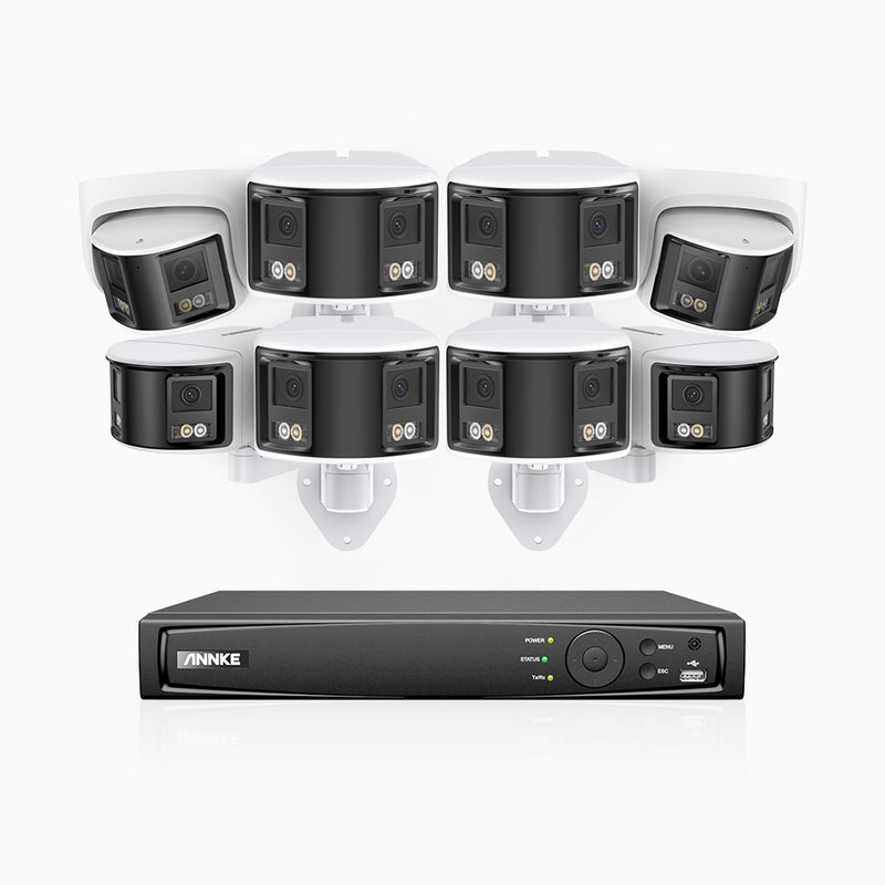 FDH600 - 8 Channel PoE Security System with 6 Bullet & 2 Turret Dual Lens Cameras, 6MP Resolution, 180° Ultra Wide Angle, f/1.2 Super Aperture, Built-in Microphone, Active Siren & Alarm, Human & Vehicle Detection