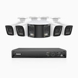 HDCK680 - 8 Channel PoE NVR Security System with Four 4K Cameras & One 6MP Dual Lens Panoramic Camera (180° Ultra Wide Angle), Human & Vehicle Detection, Built-in Microphone, Two-Way Audio