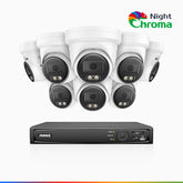 NightChroma<sup>TM</sup> NBRK800 - 4K 8 Channel 8 Cameras Outdoor PoE Security System, Red Blue Flashing Lights & Siren, 3840*2160, Acme Color & IR Night Vision, Human & Vehicle Detection, Two-Way Audio, IP67 Weatherproof, All-Metal Housing