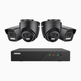 H500P - 3K 8 Channel PoE Security System with 2 Bullet & 2 Turret Cameras, Color & IR Night Vision, 3072*1728 Resolution, f/1.6 Aperture (0.005 Lux), Human & Vehicle Detection, Built-in Microphone,IP67
