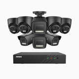 H500P - 3K 8 Channel PoE Security System with 4 Bullet & 4 Turret Cameras, Color & IR Night Vision, 3072*1728 Resolution, f/1.6 Aperture (0.005 Lux), Human & Vehicle Detection, Built-in Microphone,IP67